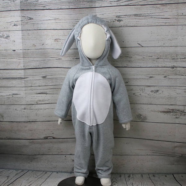 Bunny Fleece Adult Size Costume, Womans Bunny Costume, Gray Bunny Fleece Costume, Bunny Halloween Costume, Men Bunny Costume, Unisex Costume