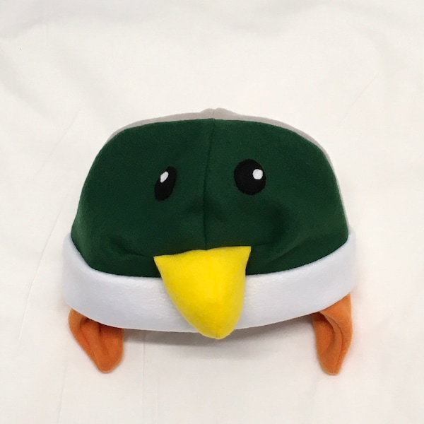Adult and Kids Mallard Duck Fleece Hat, Mallard Duck Hat, Kids Duck Hat, Kids Winter Animal Hat, Winter Fleece Hat, Duck Lover Gift