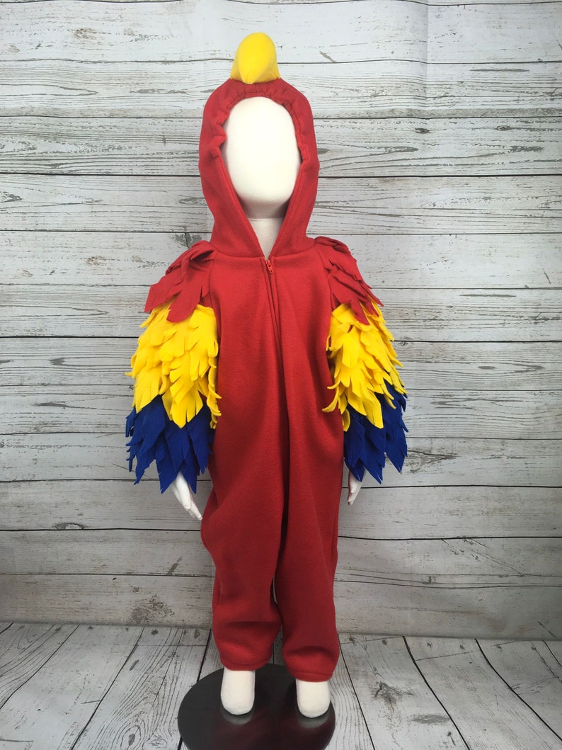 Child/Youth Fleece Parrot Costume, Youth Bird Costume, Youth Parrot Outfit, Kids Parrot Jumpsuit, Kids Bird Costume, Kids Macaw Costume image 6