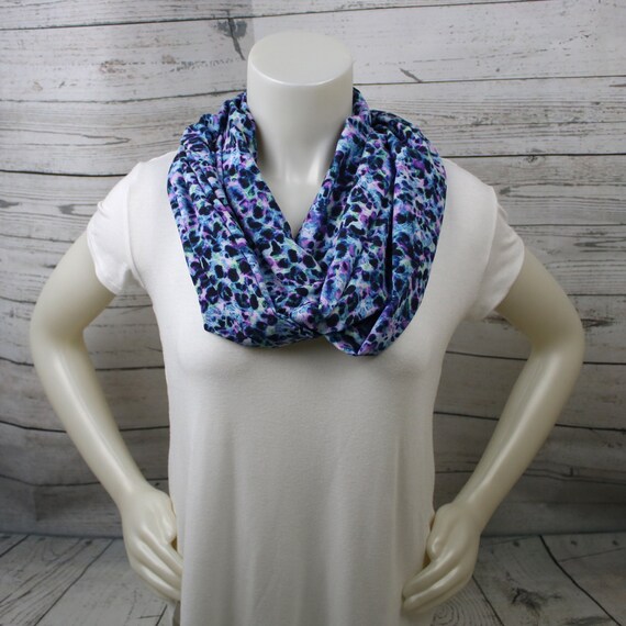 Blue and Purple Cheetah Print Infinity Scarf Cheetah Loop Scarf