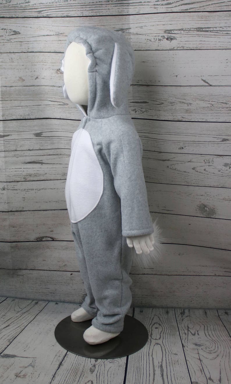 Gray Bunny Fleece Toddler Costume, Toddler Bunny Outfit, Child Rabbit Costume, Warm Bunny Costume, Boy Bunny Outfit, Gray Bunny Outfit image 2