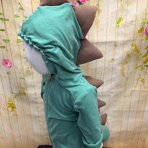 Cotton Toddler and Youth Dinosaur Costume, Breathable Stretchy Hooded Dino Jumpsuit,Costume For Warm Weather, Breathable Cotton Kids Costume