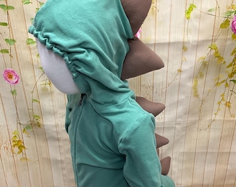 Cotton Toddler and Youth Dinosaur Costume, Breathable Stretchy Hooded Dino Jumpsuit,Costume For Warm Weather, Breathable Cotton Kids Costume