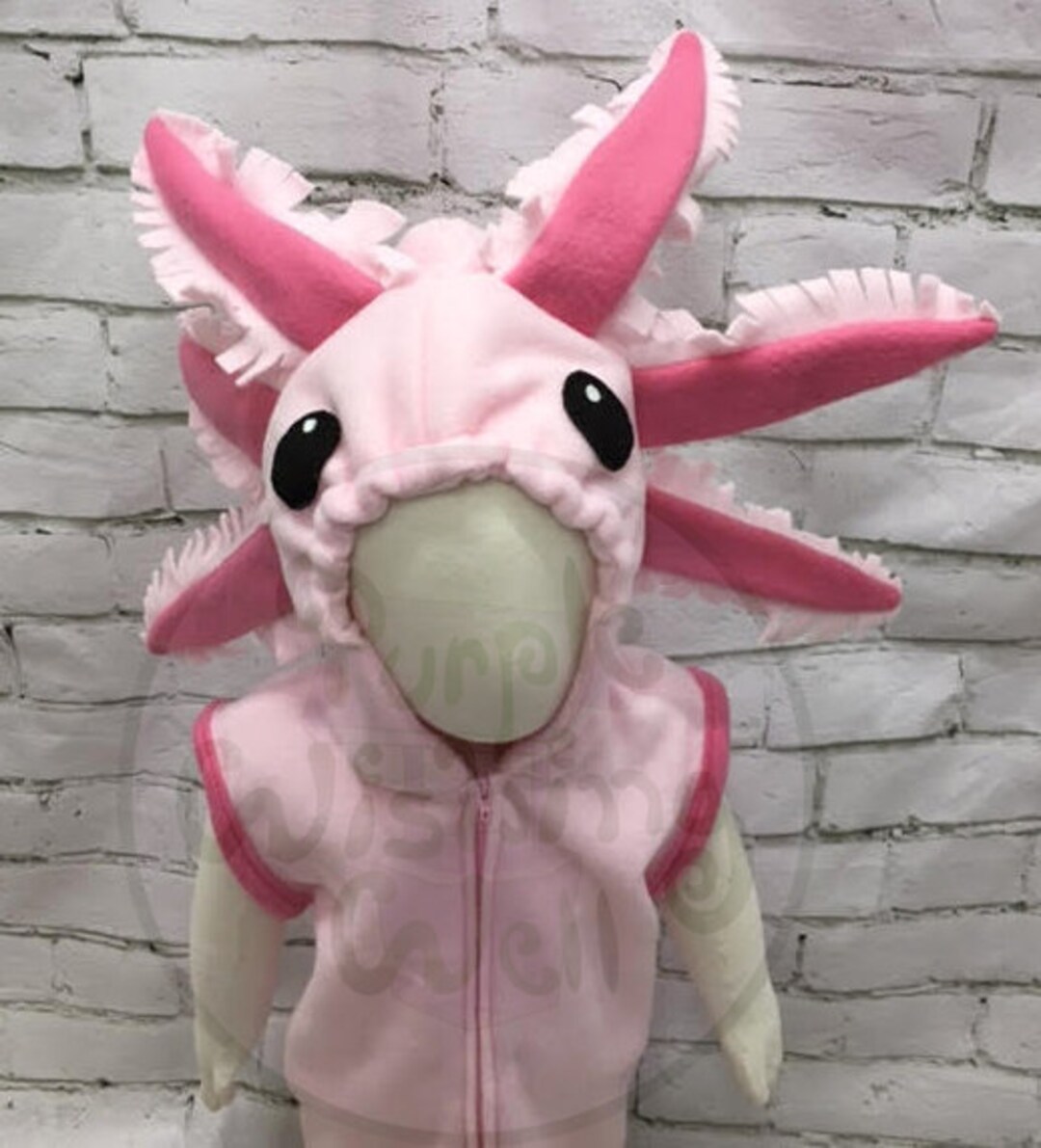 Axolotl Fleece Toddler Romper Costume, Pink Axolotl Costume, Pink