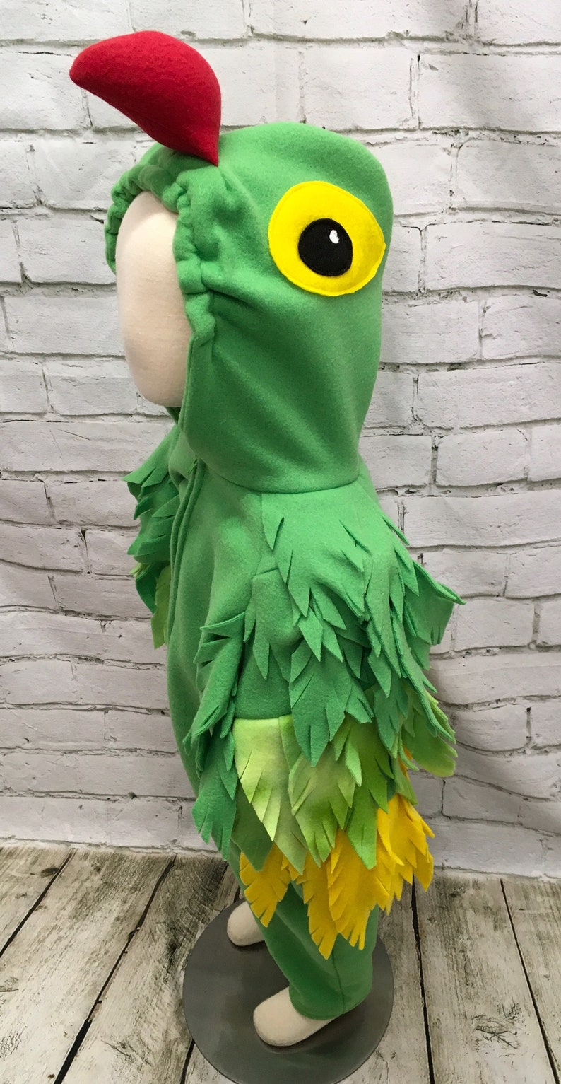 Green Parrot Fleece Toddler Costume, Parrot Costume, Toddler Parrot Jumpsuit, Green Parrot Halloween Costume, Toddler Size Costume image 5