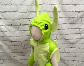 Fleece Grasshopper Toddler Romper, Toddler Grasshopper Costume, Child Fleece Bug Romper, Toddler Grasshopper Outfit, Toddler Bug Costume