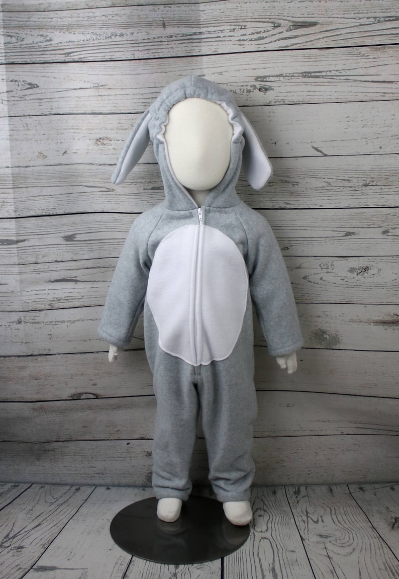 Gray Bunny Fleece Toddler Costume, Toddler Bunny Outfit, Child Rabbit Costume, Warm Bunny Costume, Boy Bunny Outfit, Gray Bunny Outfit image 4