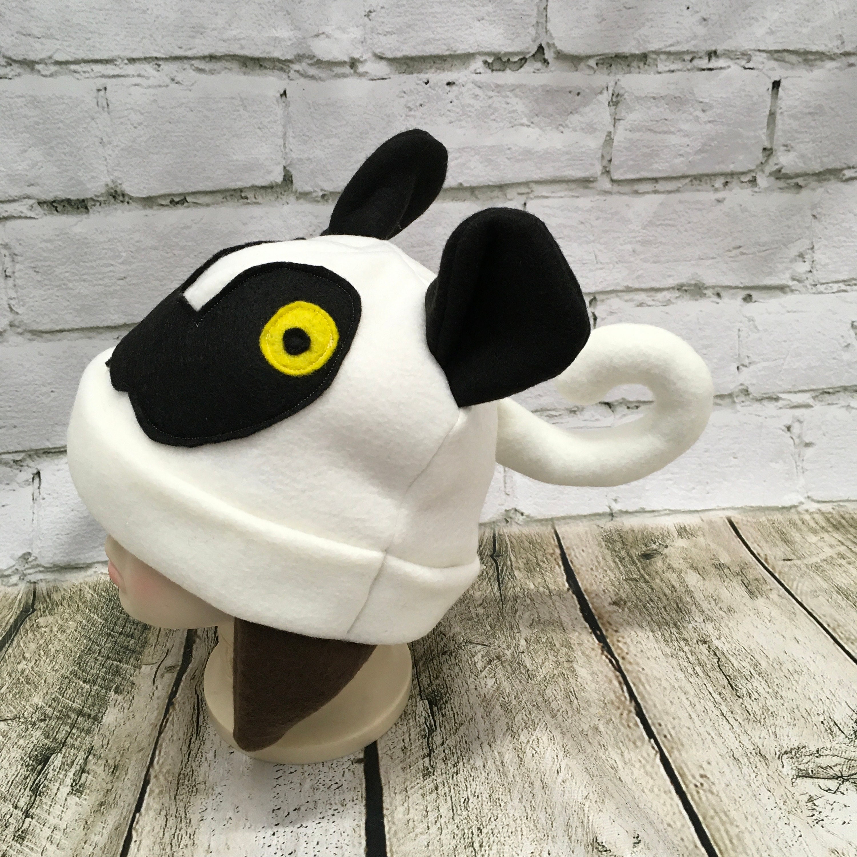 Sifaka Lemur Fleece Hat, Animal Winter Hat With Ears - Etsy