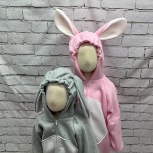 Disfraz de conejito para niños y jóvenes, disfraz de conejito rosa para niños, mono de conejito gris, mono de conejito para niños, disfraz de conejo para niños imagen 1