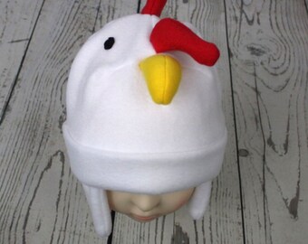 Adult and Kids Rooster Fleece Hat, Baby Rooster Hat, Bird Hat, Kids Winter Animal Hat, Winter Fleece Hat, Rooster Lover Gift