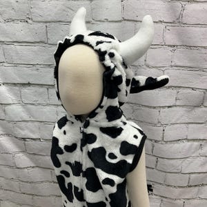 Plushy Cow Romper Toddler Costume, Furry Black and White Toddler Outfit, Cow Halloween Costume