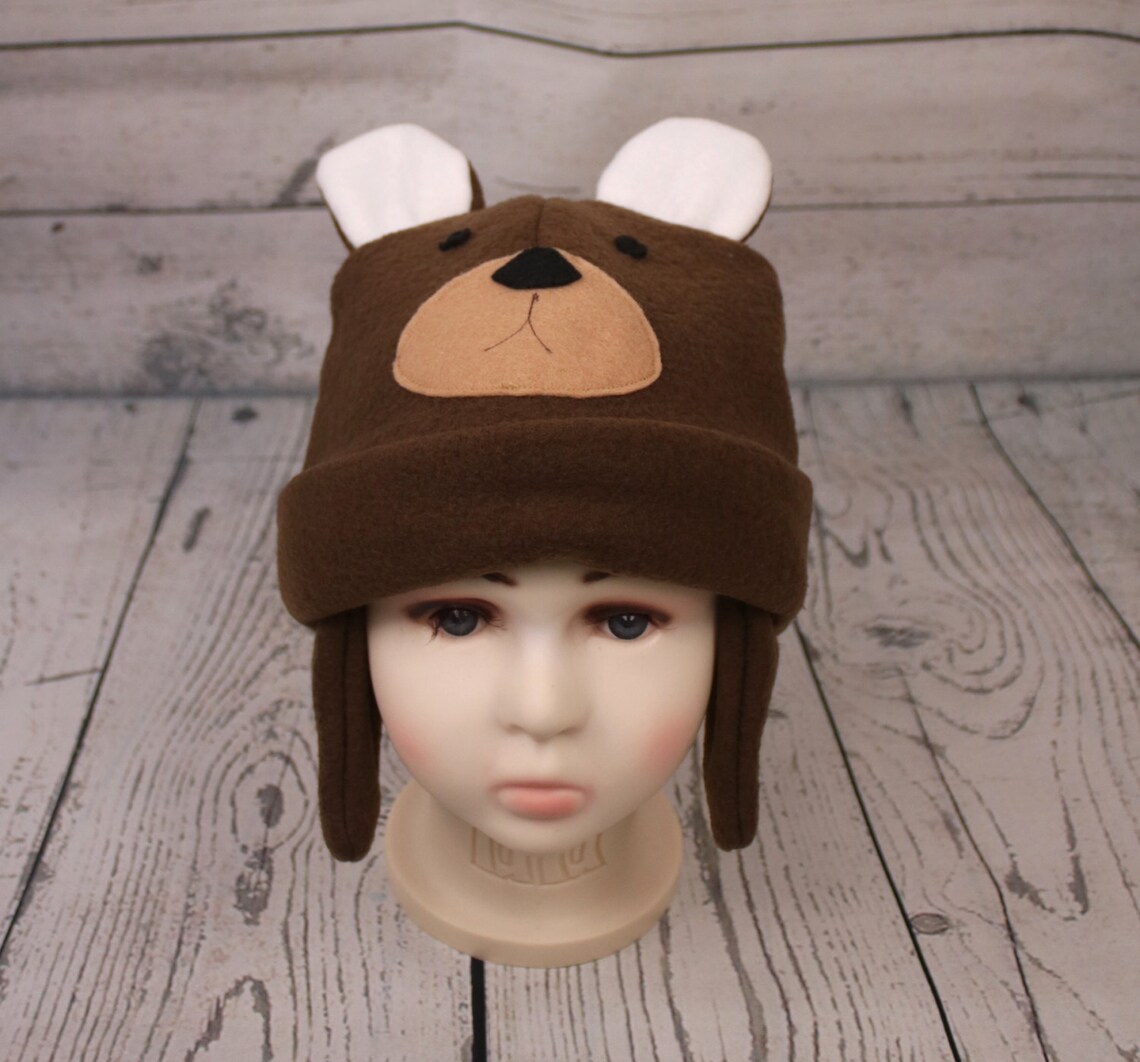 Adult Teddy Bear Fleece Hat Etsy