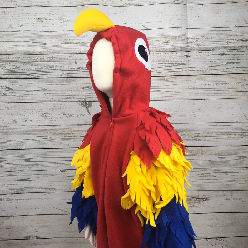 Child/Youth Fleece Parrot Costume, Youth Bird Costume, Youth Parrot Outfit, Kids Parrot Jumpsuit, Kids Bird Costume, Kids Macaw Costume image 1