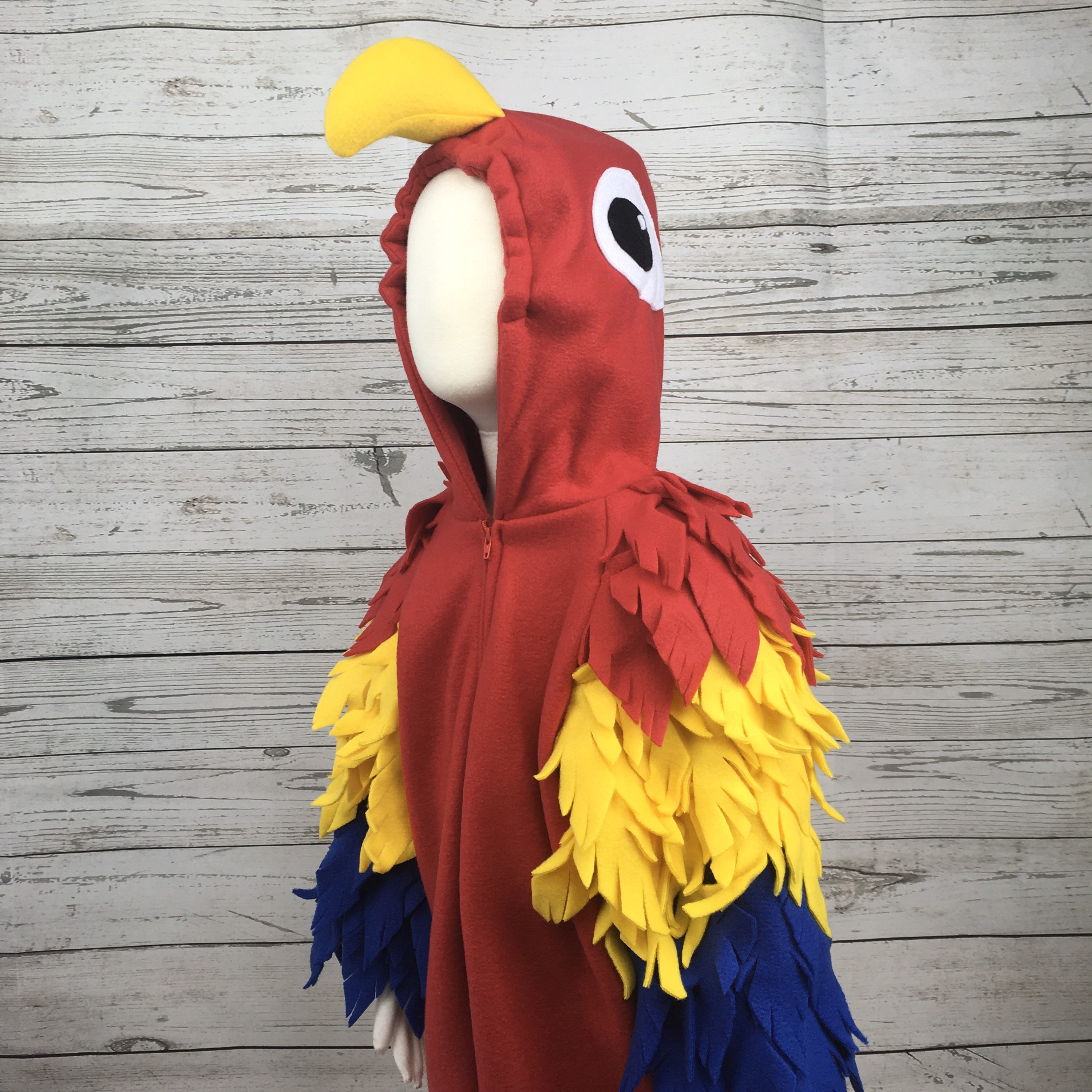 Child/Youth Fleece Parrot Costume, Youth Bird Costume, Youth Parrot Outfit, Kids Parrot Jumpsuit, Kids Bird Costume, Kids Macaw Costume