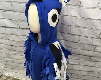 Blue Jay Bird Fleece Toddler Costume, Blue Bird Costume, Toddler Blue Bird Jumpsuit, Blue Jay Halloween Costume, Toddler Size Costume