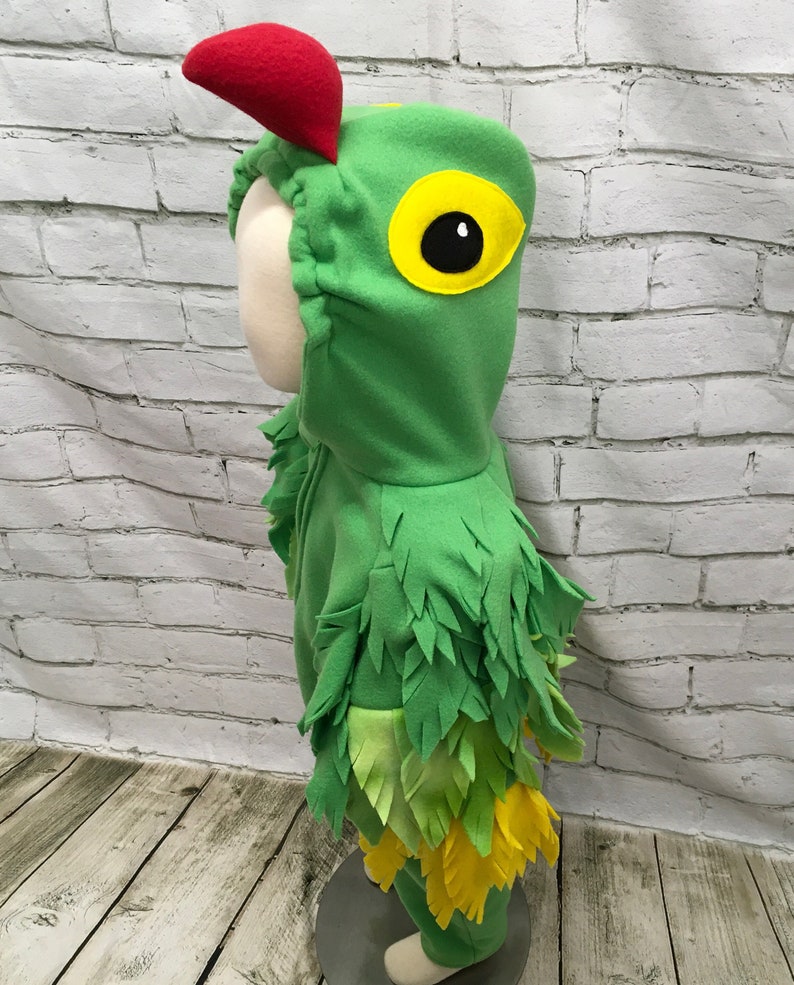 Green Parrot Fleece Toddler Costume, Parrot Costume, Toddler Parrot Jumpsuit, Green Parrot Halloween Costume, Toddler Size Costume image 1