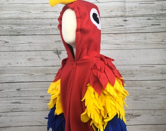 Toddler Fleece Parrot Costume, Toddler Bird Costume, Toddler Macaw Outfit, Child Parrot Costume, Fleece Bird Outfit, Fleece Macaw Costume