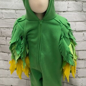 Green Parrot Fleece Toddler Costume, Parrot Costume, Toddler Parrot Jumpsuit, Green Parrot Halloween Costume, Toddler Size Costume image 4