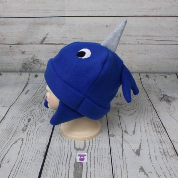 Adult and Kids Fleece Narwhal Hat, Winter Fleece Hat, Narwhal Lover Gift, Animal Lover Winter Hat