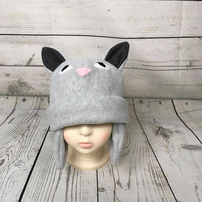 Toddler Cat Hat Animal Kids Hat Baby Gift Cat Kids Hat Kids Winter Hat Kitty Kids Hat Gray Cat Hat Gray Cat Fleece Hat