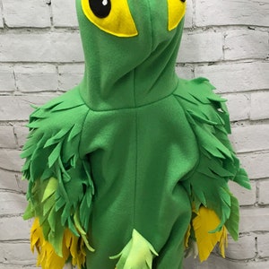 Green Parrot Fleece Toddler Costume, Parrot Costume, Toddler Parrot Jumpsuit, Green Parrot Halloween Costume, Toddler Size Costume image 3