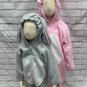 Disfraz de conejito para niños y jóvenes, disfraz de conejito rosa para niños, mono de conejito gris, mono de conejito para niños, disfraz de conejo para niños imagen 4
