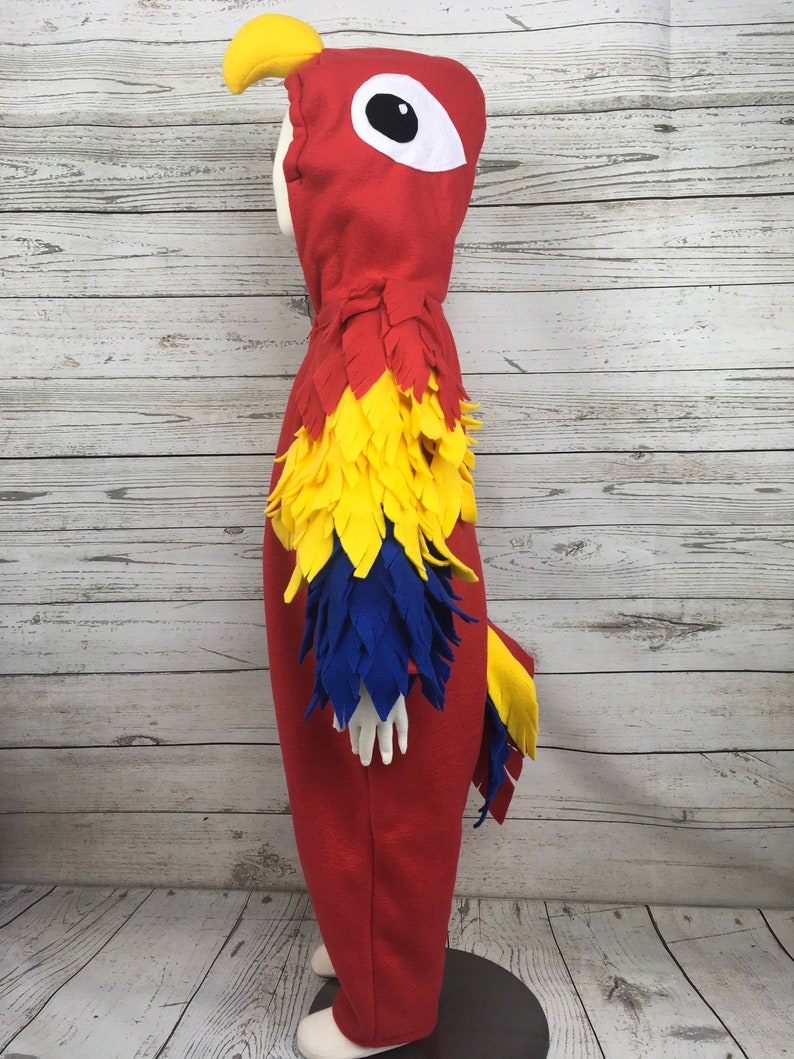 Child/Youth Fleece Parrot Costume, Youth Bird Costume, Youth Parrot Outfit, Kids Parrot Jumpsuit, Kids Bird Costume, Kids Macaw Costume image 4