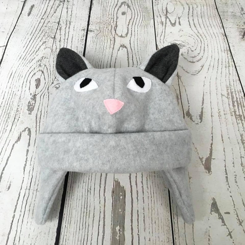 Toddler Cat Hat Animal Kids Hat Baby Gift Cat Kids Hat Kids Winter Hat Kitty Kids Hat Gray Cat Hat Gray Cat Fleece Hat