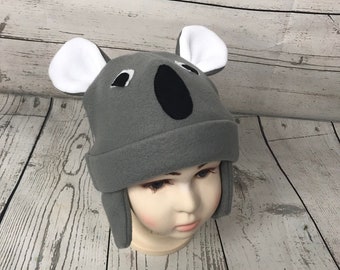 Adult and Kids Koala Fleece Hat, Fleece Koala Hat, Kids Animal Hat