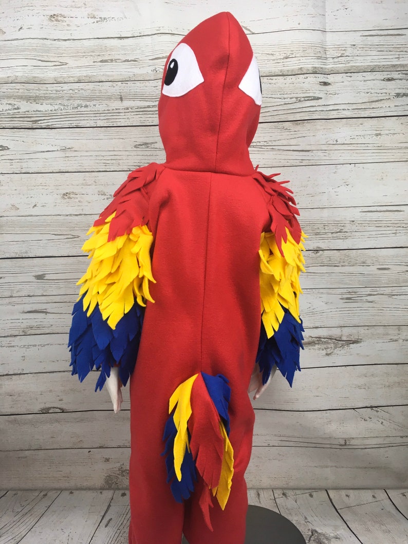 Child/Youth Fleece Parrot Costume, Youth Bird Costume, Youth Parrot Outfit, Kids Parrot Jumpsuit, Kids Bird Costume, Kids Macaw Costume image 3