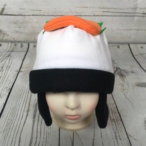 Adult and Kids Sushi Fleece Hat, Sushi Lover Gift, Unique Winter Fleece Hat, Japanese Food Hat, Sushi Costume Accessory, Foodie Winter Hat