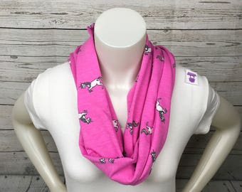 Pink Unicorn Knit Infinity Scarf,Unicorn Loop Scarf,Unicorn Knit Scarf,Unicorn Gift Idea, Womans Unicorn Scarf, Fuchsia Unicorn Scarf