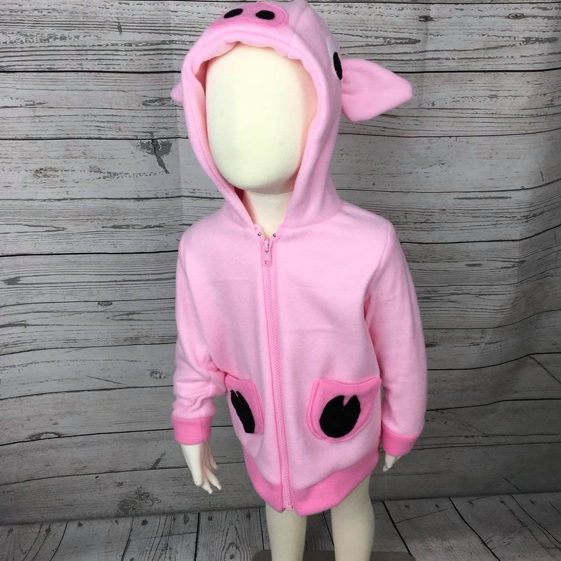 Fleece Pig Toddler Sweatshirt Hooded Pig Sweatshirt Zip up Etsy