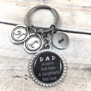 Dad keychain gift, Father&#39;s Day Gift, A Son&#39;s Hero,  A Daughter&#39;s First Love, Gift from kids, Gift from son, Gift from Daughter