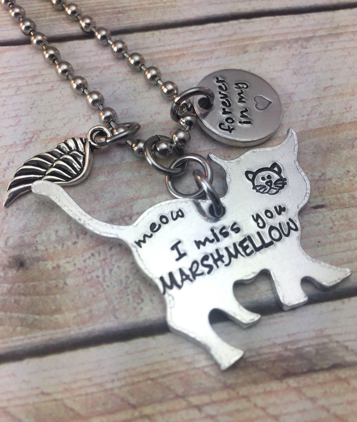 Cat Memorial Necklace Pet Loss Jewelry Bereavement Necklace Etsy