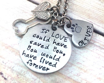 Pet Loss Gift, Personalized Pet Loss Necklace, Pet Memorial Necklace, If love could have saved you, Dog Loss Necklace, Cat Loss Jewelry