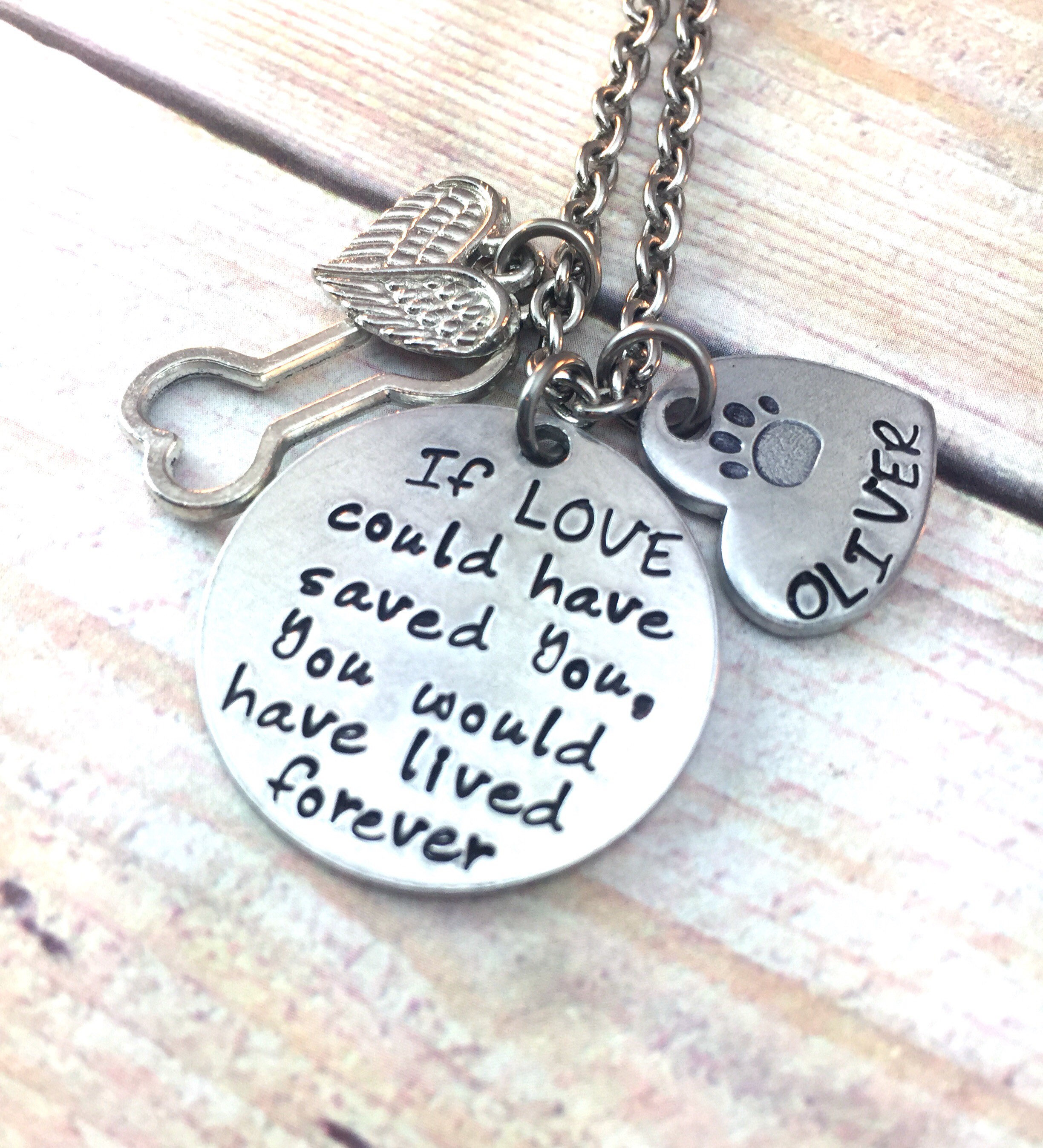 Pet Memorial Necklace Pet Loss Necklace If love could have saved you Etsy