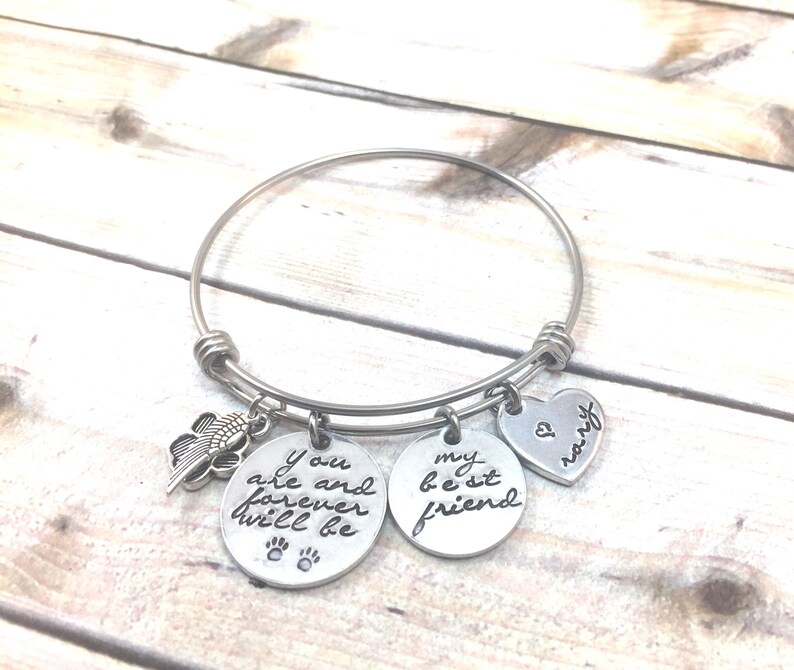Personalized Pet Memorial Bangle Bracelet Pet Loss Bracelet Etsy