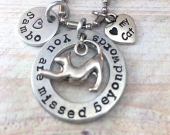 Personalized Cat Loss Necklace, In Memory of Pet Jewelry, You Are Missed Beyond Words Necklace, Aluminum Jewelry