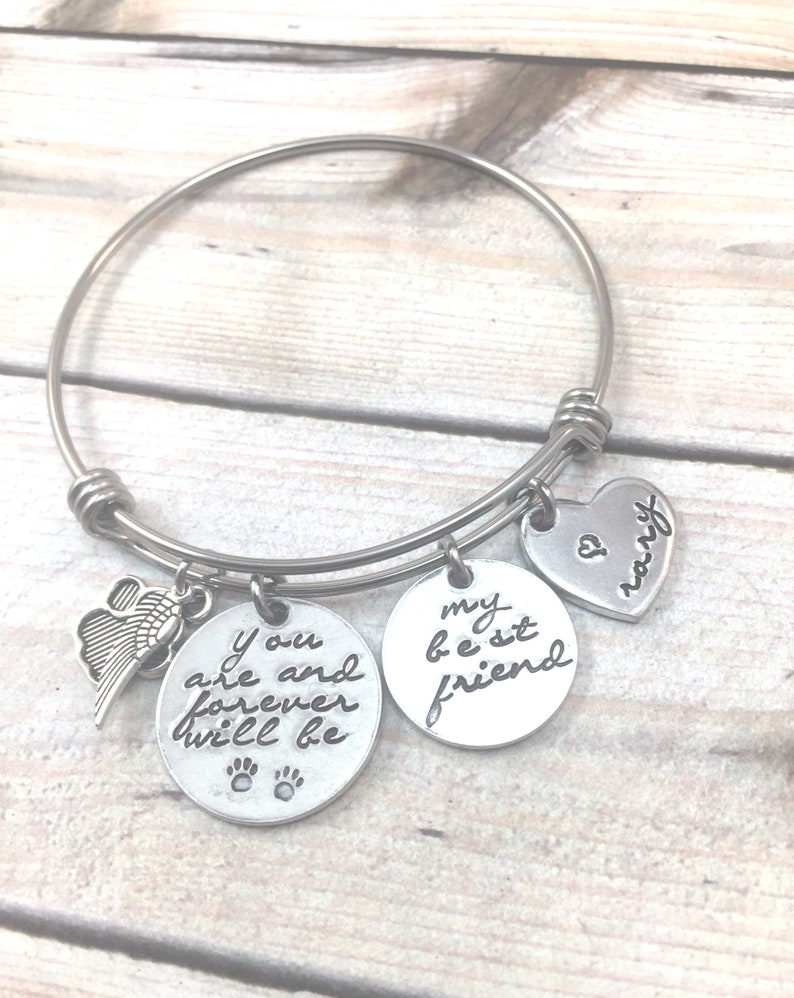 Personalized Pet Memorial Bangle Bracelet Pet Loss Bracelet Etsy
