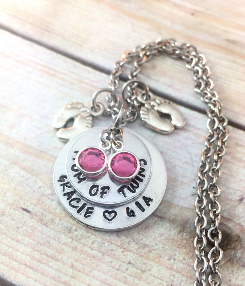Personalized Mom Of Twins Necklace Mother Necklace