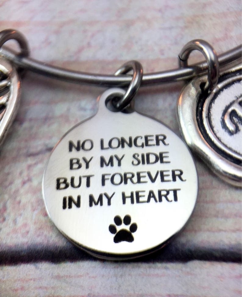 BEKECH Dog Memorial Bracelet - Crystal Paw Print 'Forever In My Heart' Adjustable Loss Of Pet Jewelry - View #4
