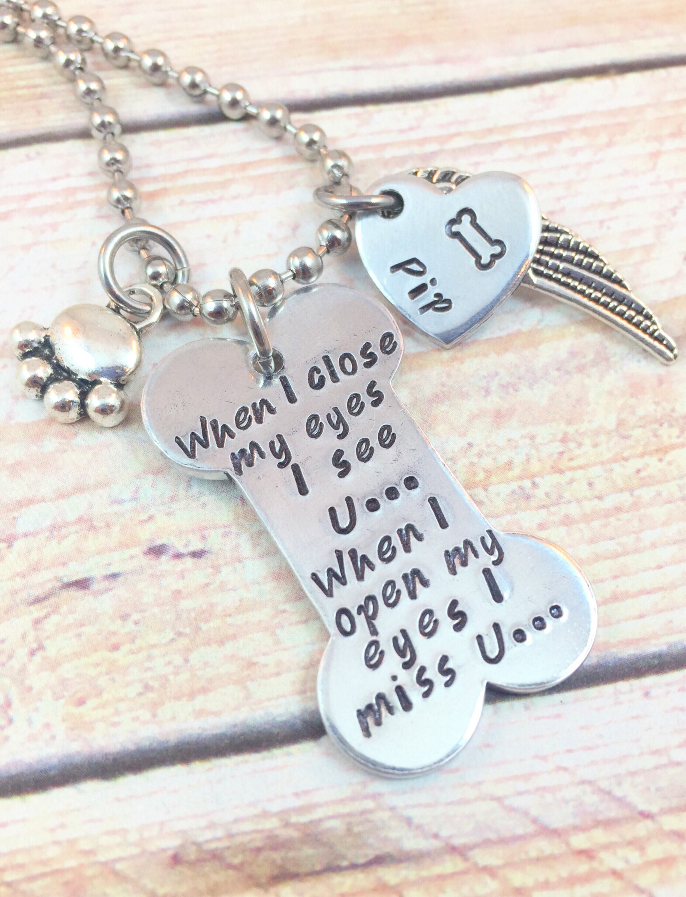 Pet Memorial Necklace In Memory of Pet Necklace When I close Etsy