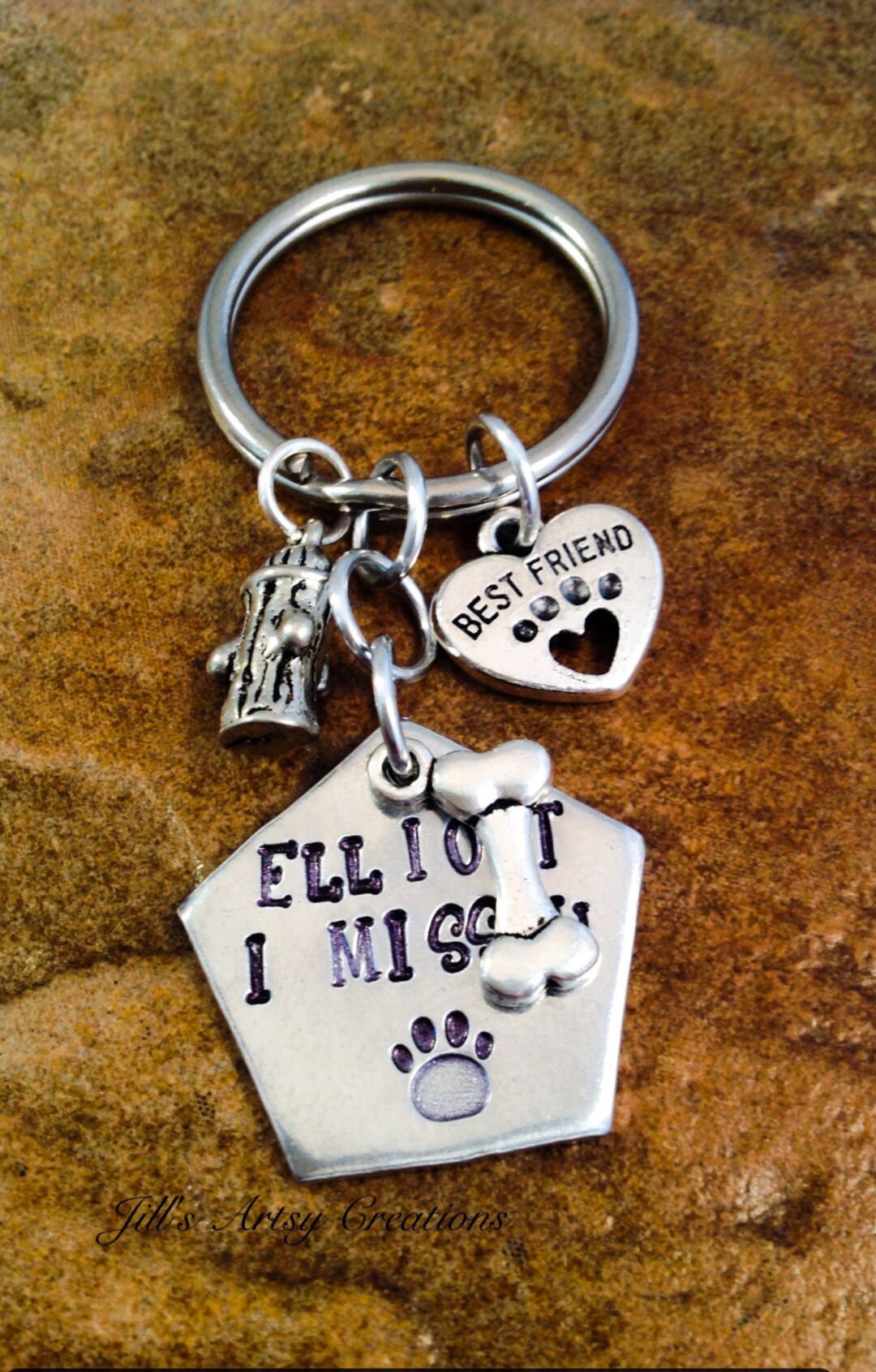 Dog Keychain, Personalized Keychain, Pet Lover Keychain, I Miss U