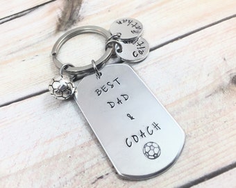 Father's Day Keychain, Sport Keychain, Coach Keychain, Soccer, Baseball, Basketball, Football Keychain, Personalized  Children Keychain