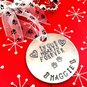 Pet Loss Ornament, Christmas Tree Ornament, In Our Hearts Forever Ornament, Gift for Friend