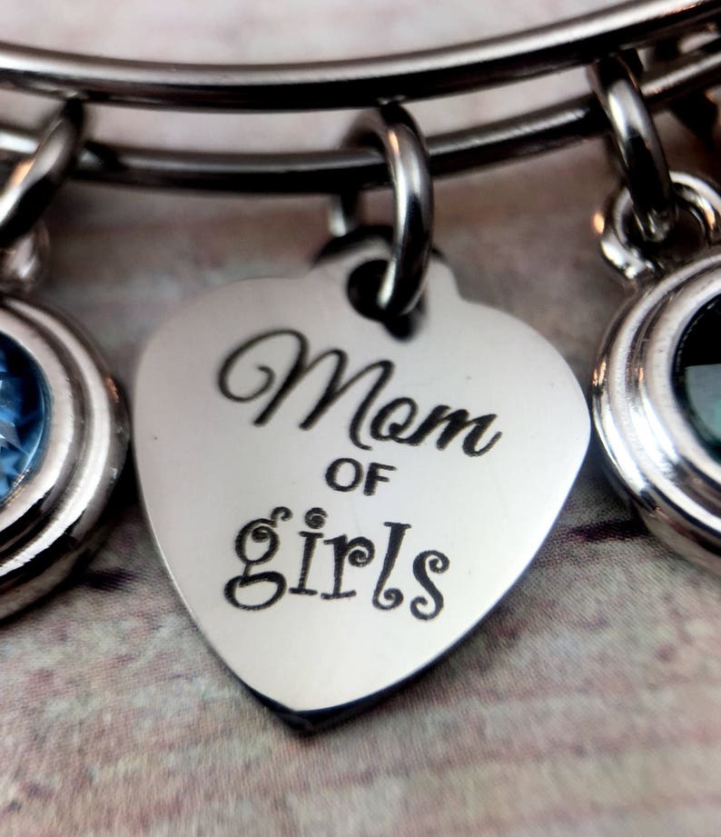 Initial charm bracelet Gift from Daughter/'s Mom of Girls bangle bracelet Mother/'s Day gift