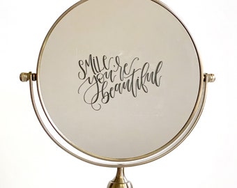 Smile You're Beautiful Mirror Cling, Clear Mirror Sticker, Static Cling  Sticker, Bathroom Mirror Decals 