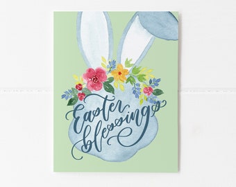 Set Easter Blessings Floral Bunny Greeting Cards