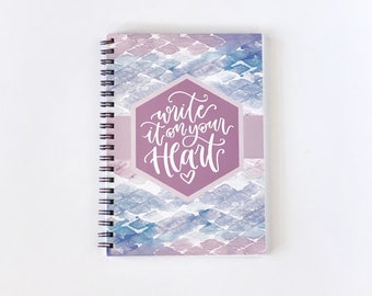 Write It On Your Heart Hex Wash Notebook, Blank Lined Spiral Notebook